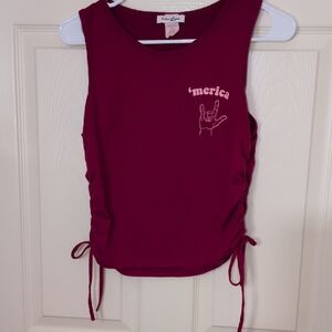 Red Sleeveless Graphic Top